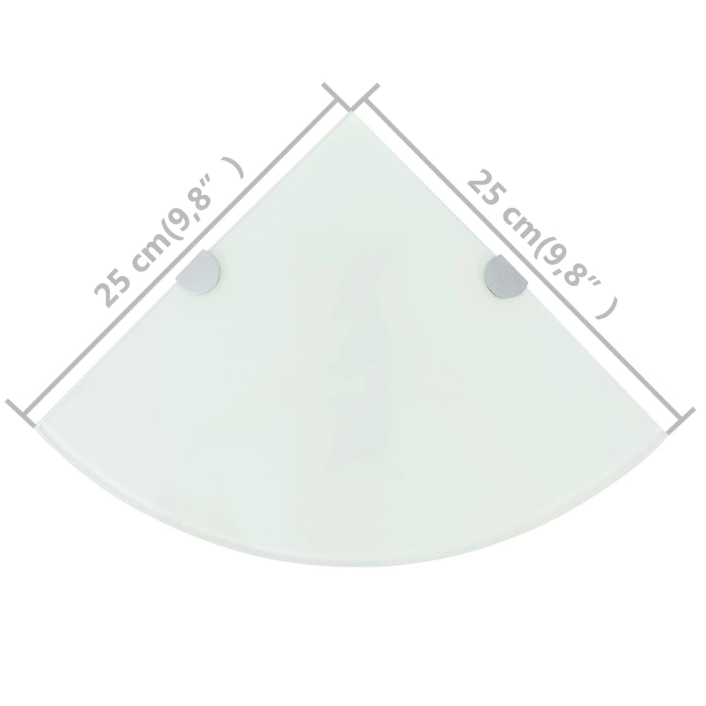 vidaXL Rafturi de colț cu suporturi de crom 2 buc. alb 25x25 cm sticlă