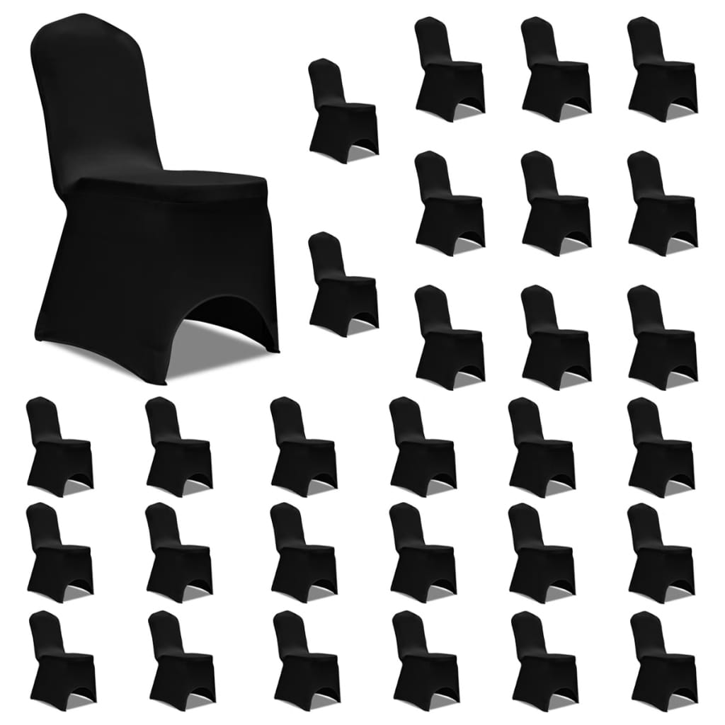 vidaXL Huse de scaun elastice, 30 buc., negru vidaXL Huse de scaun elastice, 30 buc., negru