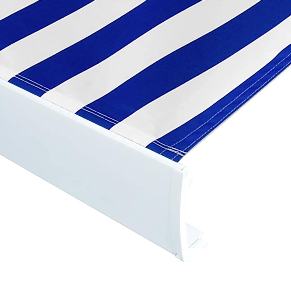 vidaXL Copertină motorizată tip casetă, albastru și alb, 450 x 300 cm