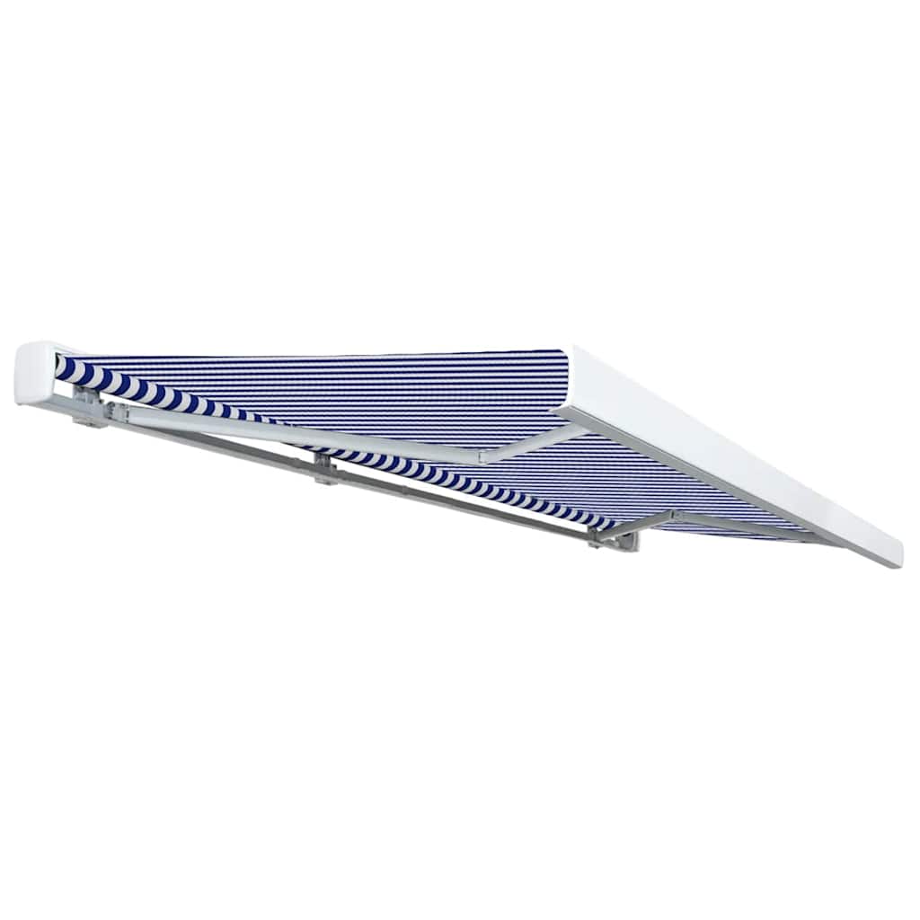 vidaXL Copertină motorizată tip casetă, albastru și alb, 500 x 300 cm vidaXL Copertină motorizată tip casetă, albastru și alb, 500 x 300 cm