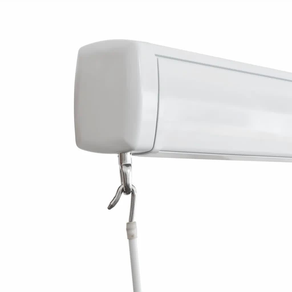 vidaXL Copertină manuală tip casetă, albastru și alb, 450 x 300 cm