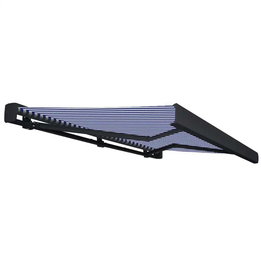 vidaXL Copertină motorizată tip casetă, albastru și alb, 400 x 300 cm
