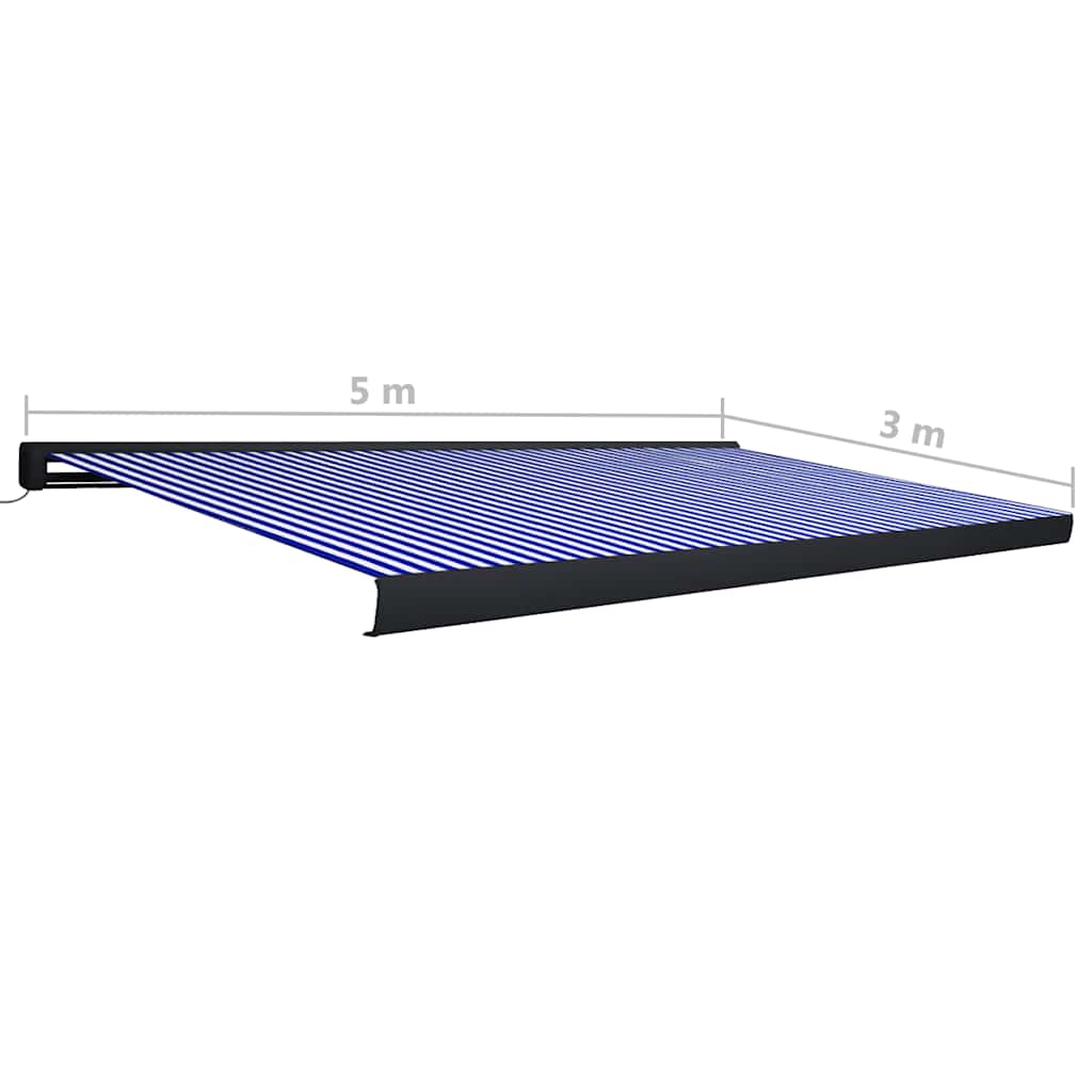 vidaXL Copertină motorizată tip casetă, albastru și alb, 500 x 300 cm vidaXL Copertină motorizată tip casetă, albastru și alb, 500 x 300 cm