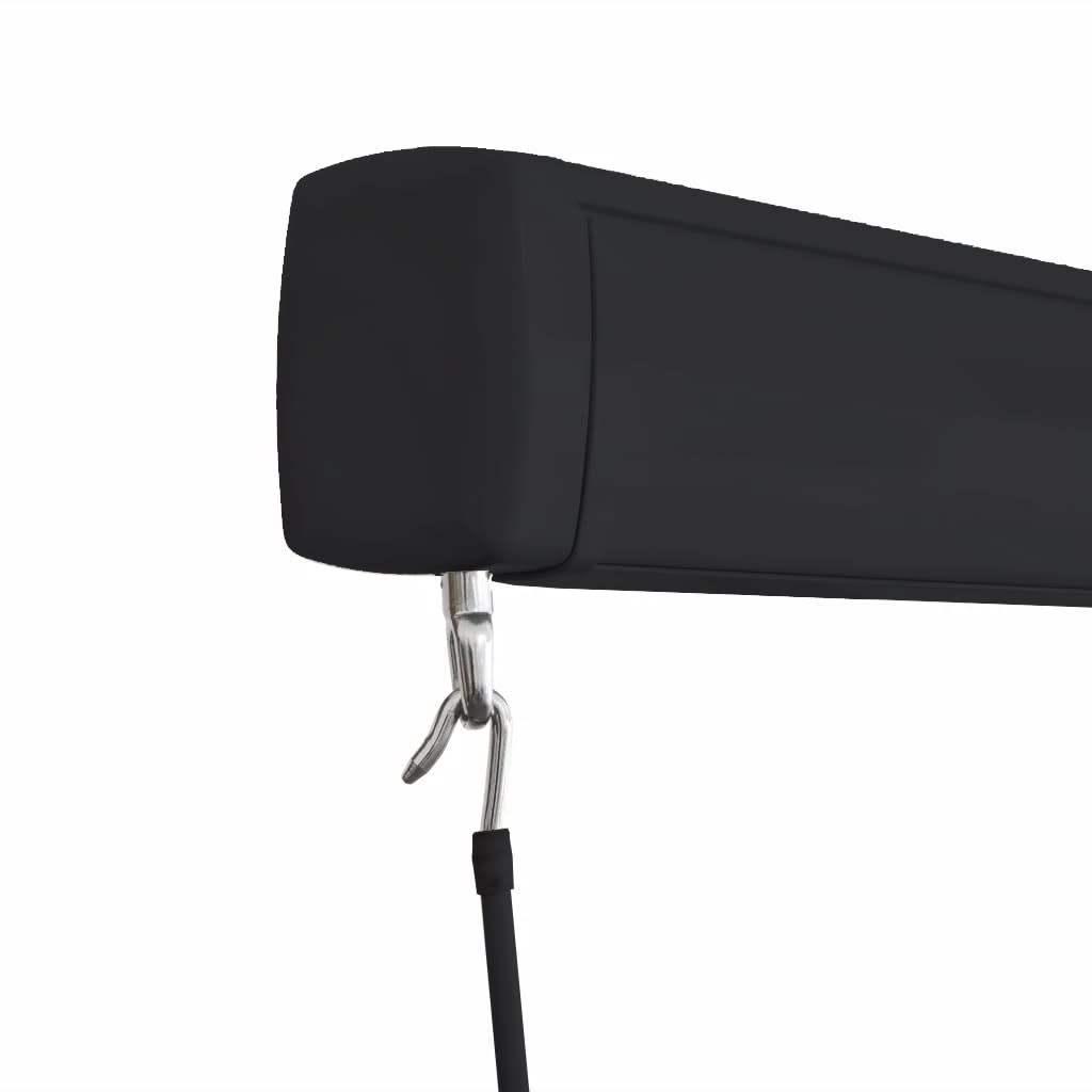 vidaXL Copertină manuală tip casetă, albastru și alb, 350 x 250 cm