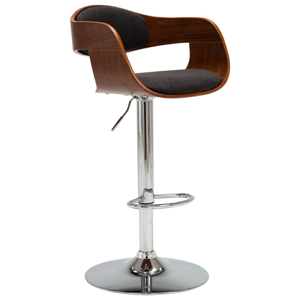 vidaXL Scaune de bar, 2 buc., gri, lemn curbat și material textil