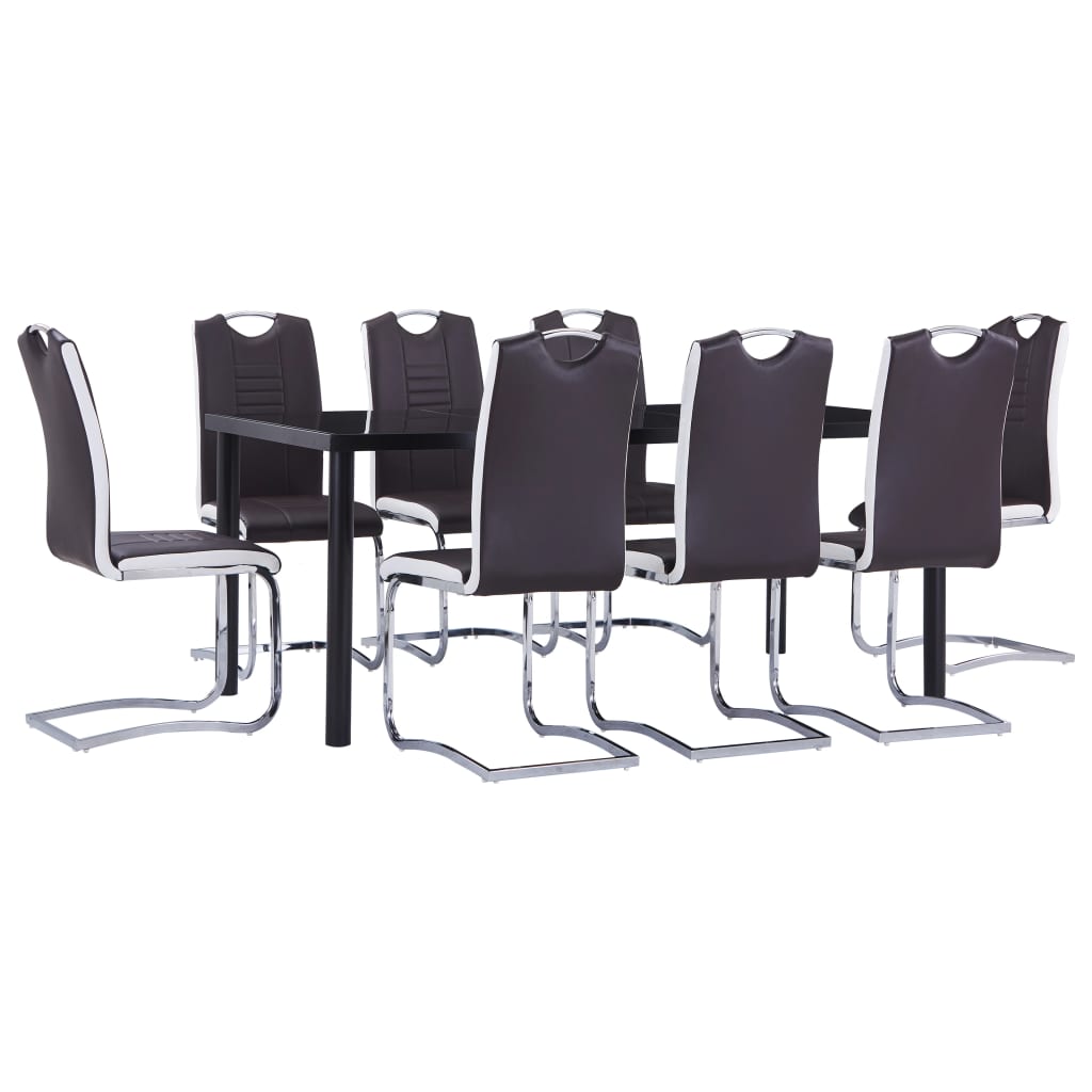 vidaXL Set mobilier de bucătărie, 9 piese, maro, piele ecologică vidaXL Set mobilier de bucătărie, 9 piese, maro, piele ecologică