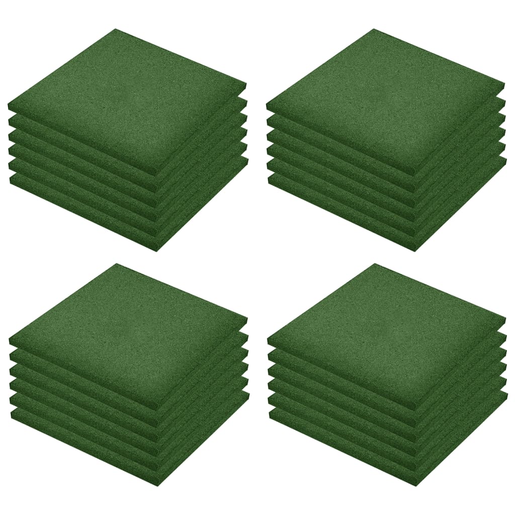 vidaXL Plăci de protecție la cădere 24 buc, verde, 50x50x3 cm, cauciuc vidaXL Plăci de protecție la cădere 24 buc, verde, 50x50x3 cm, cauciuc