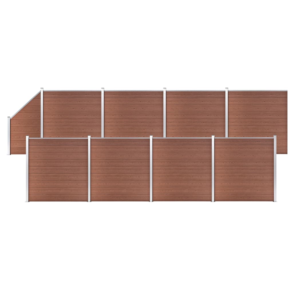 vidaXL Set panouri gard, 8 pătrate + 1 oblic, maro, 1484x186 cm, WPC