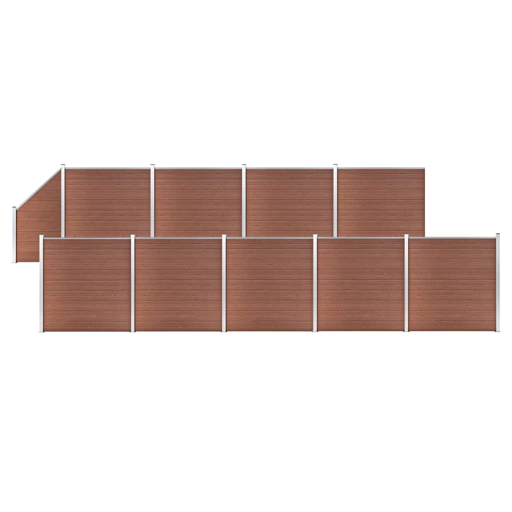 vidaXL Set panouri gard, 9 pătrate + 1 oblic, maro, 1657x186 cm, WPC vidaXL Set panouri gard, 9 pătrate + 1 oblic, maro, 1657x186 cm, WPC