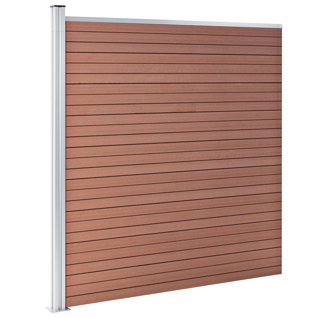 vidaXL Set panouri gard, 10 pătrate + 1 oblic, maro, 1830x186 cm, WPC