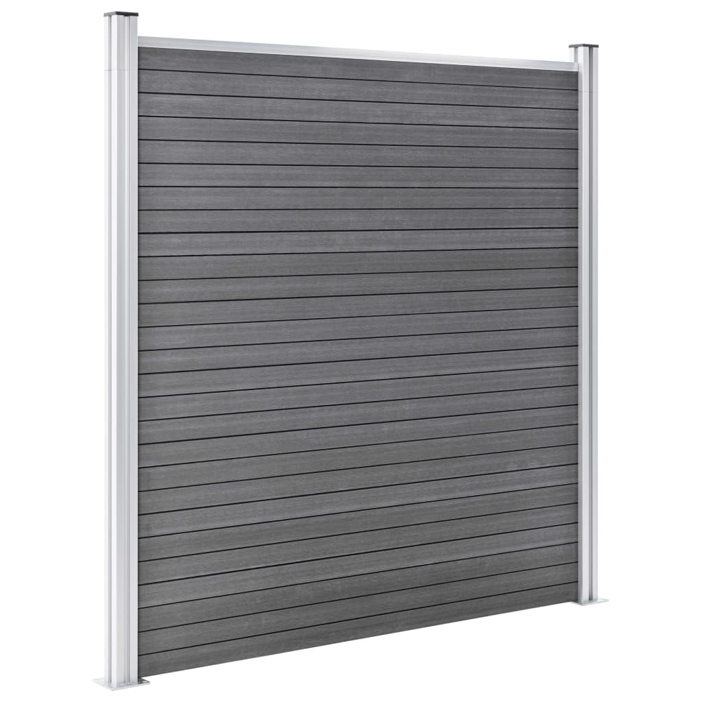 vidaXL Set panouri gard, 5 pătrate + 1 oblic, gri, 965 x 186 cm, WPC