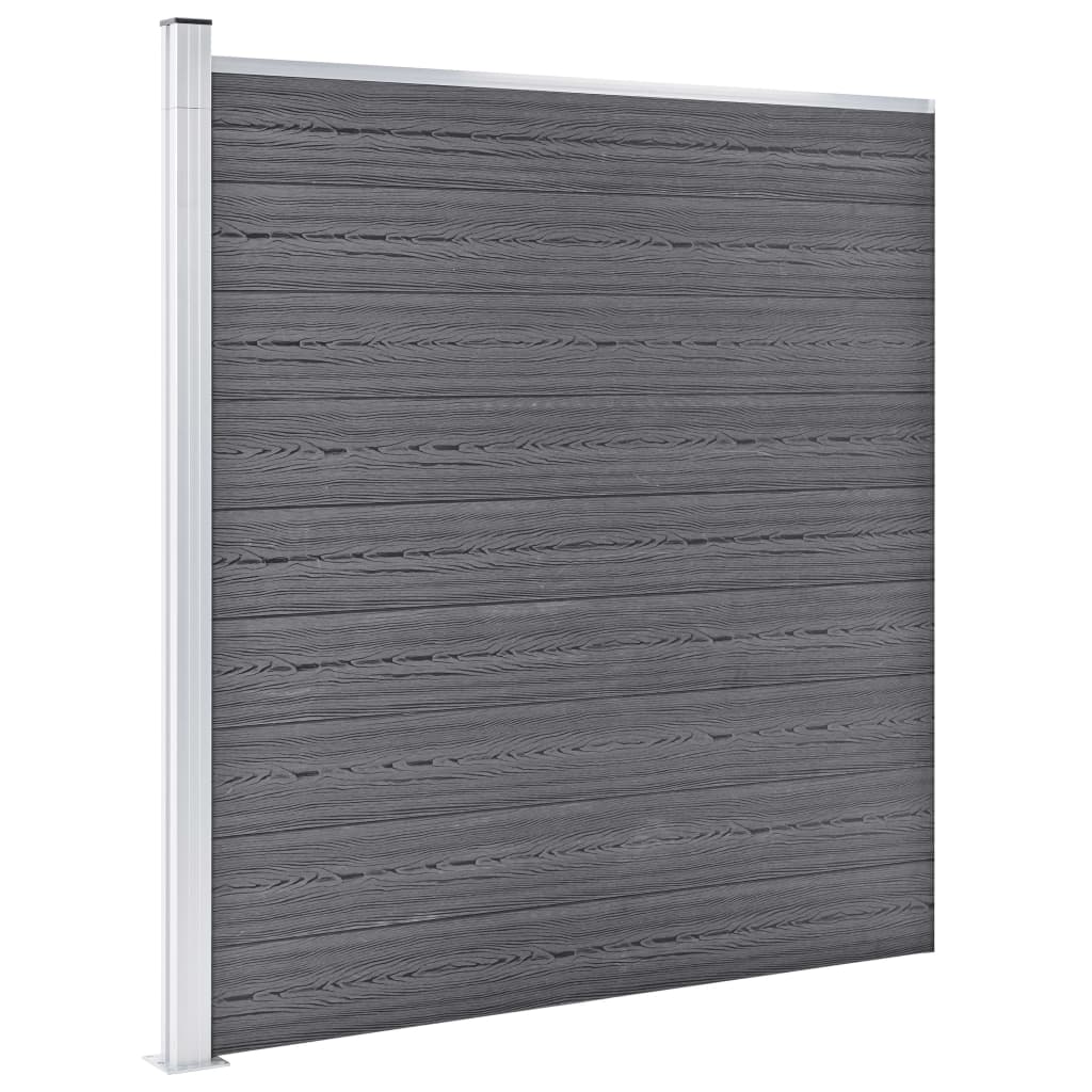 vidaXL Set panouri gard, 2 pătrate + 1 oblic, gri, 1484 x 186 cm, WPC