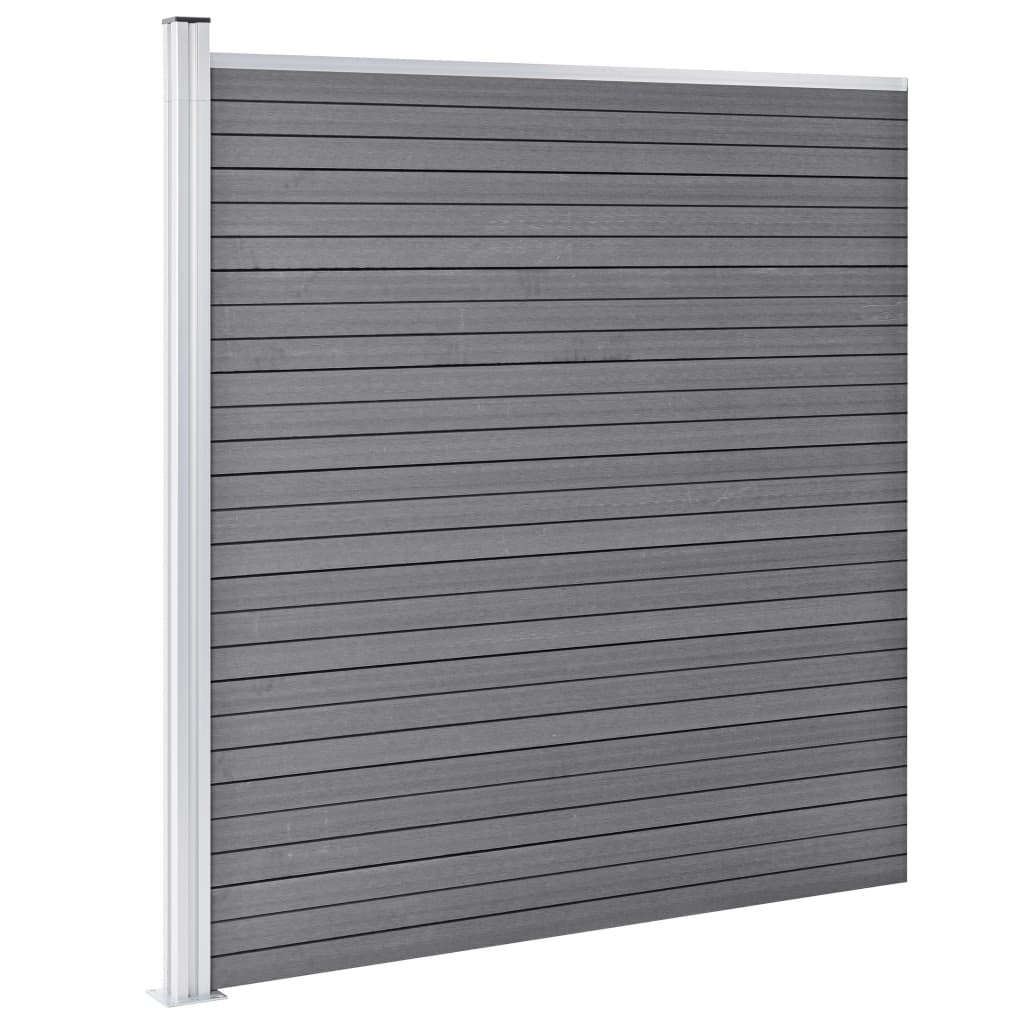 vidaXL Set panouri gard, 2 pătrate + 1 oblic, gri, 1484 x 186 cm, WPC