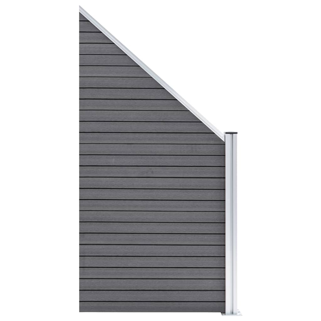 vidaXL Set panouri gard, 2 pătrate + 1 oblic, gri, 1484 x 186 cm, WPC
