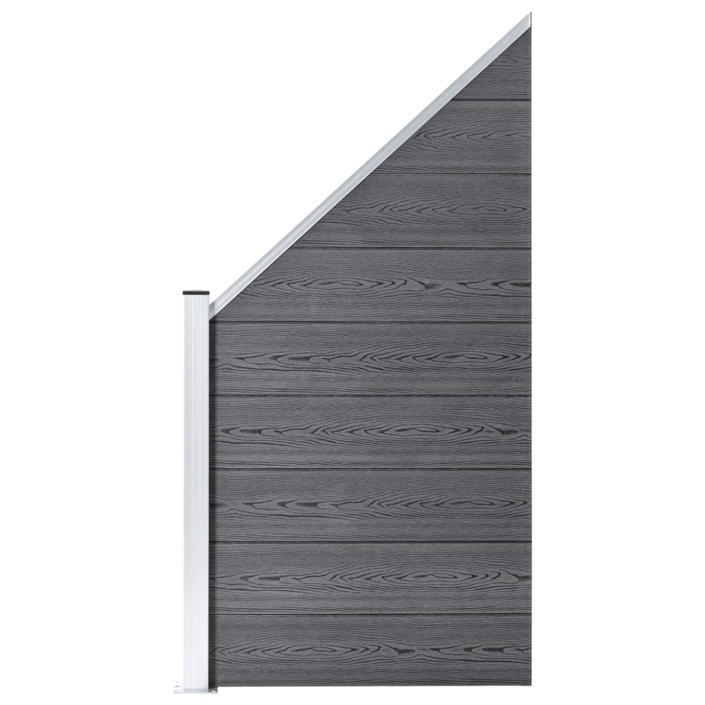 vidaXL Set panouri gard, 2 pătrate + 1 oblic, gri, 1484 x 186 cm, WPC