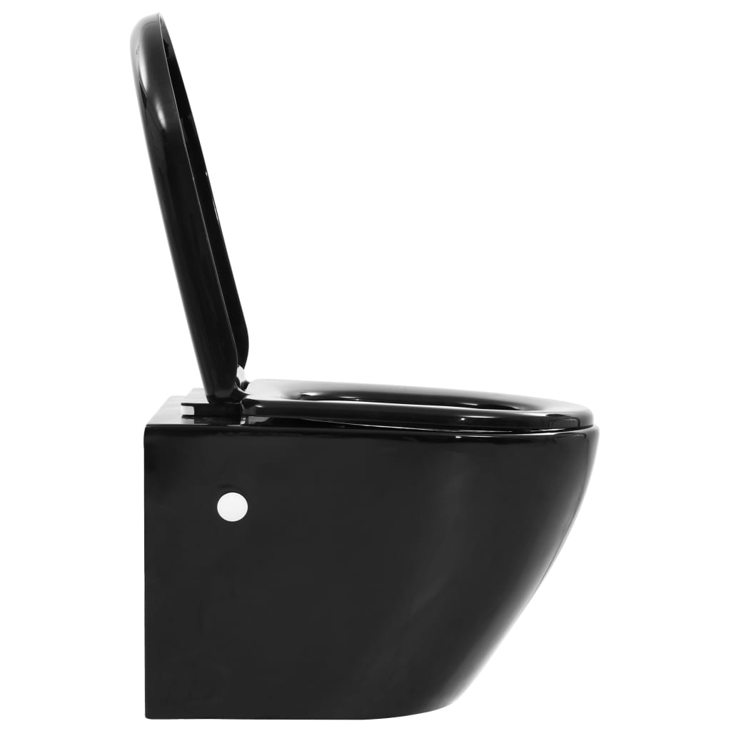 vidaXL Vas toaletă suspendat cu rezervor încastrat, negru, ceramică vidaXL Vas toaletă suspendat cu rezervor încastrat, negru, ceramică