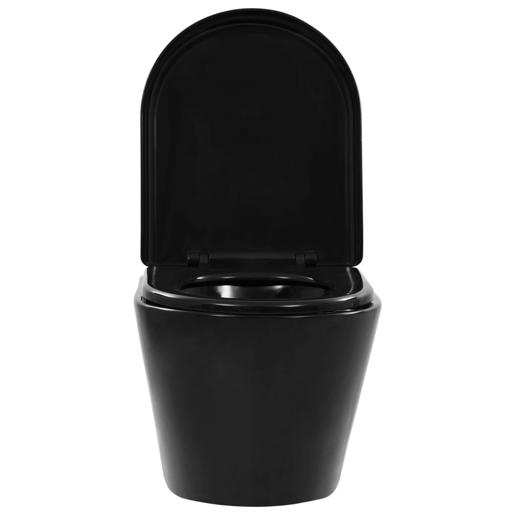 vidaXL Vas toaletă suspendat cu rezervor încastrat, negru, ceramică vidaXL Vas toaletă suspendat cu rezervor încastrat, negru, ceramică