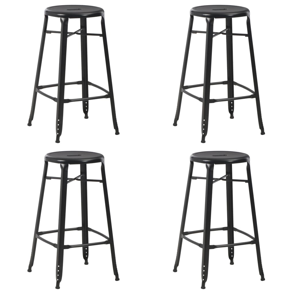vidaXL Scaune de bar, 4 buc., negru, plastic