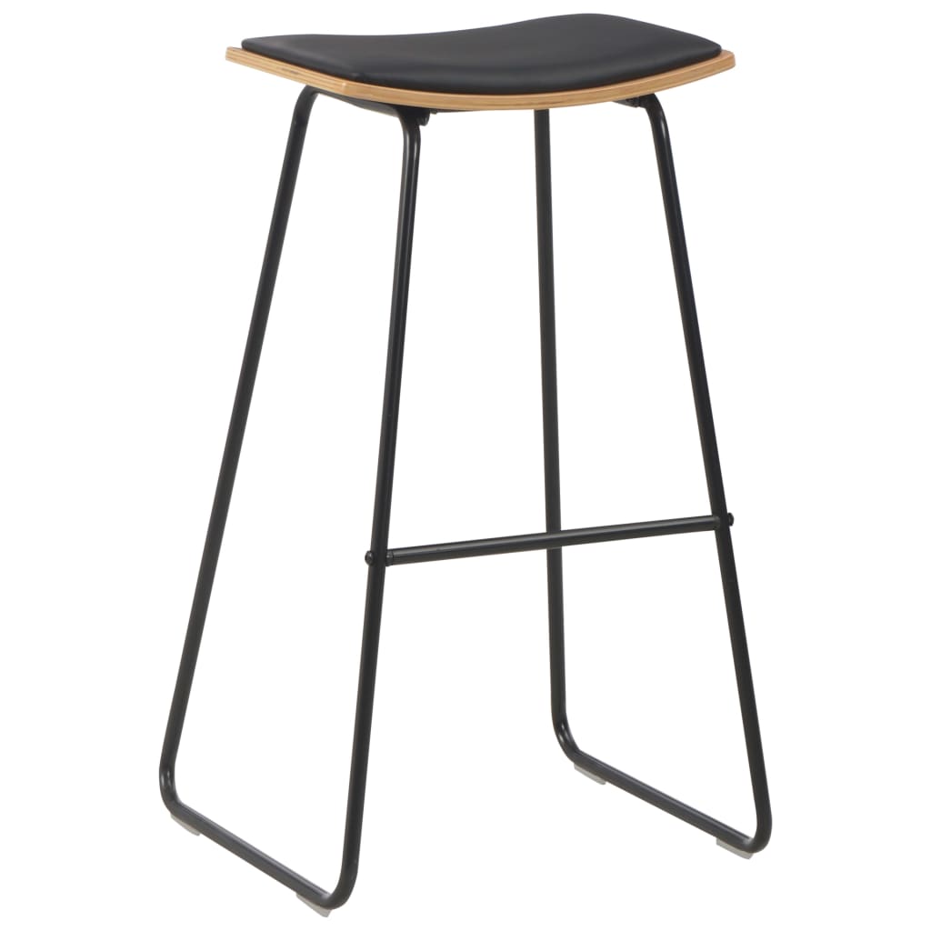 vidaXL Scaune de bar, 6 buc., negru, piele ecologică