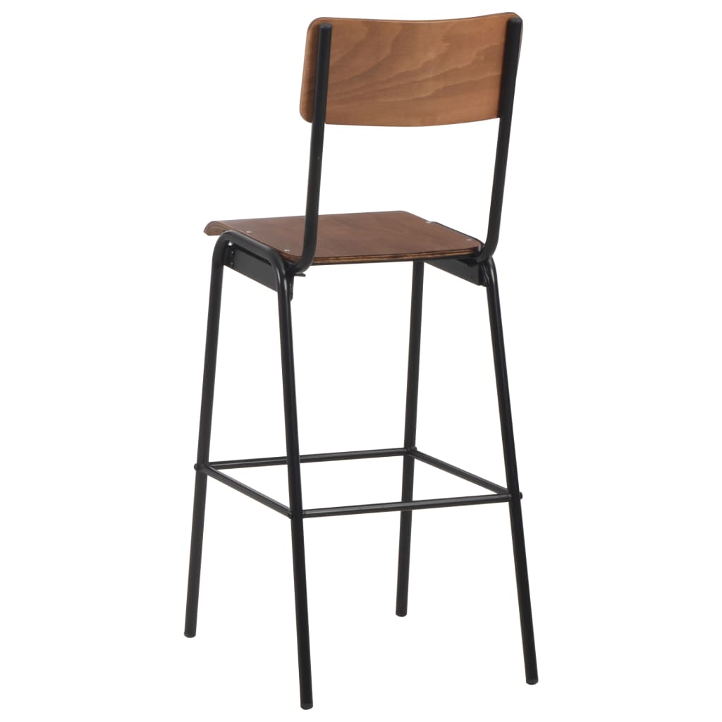 vidaXL Scaune de bar, 6 buc., placaj solid, oțel vidaXL Scaune de bar, 6 buc., placaj solid, oțel