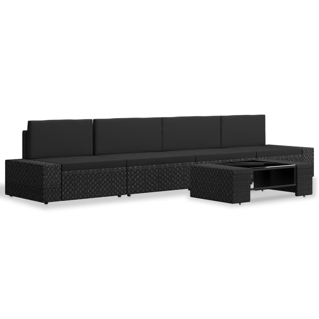 vidaXL Set mobilier de grădină, 5 piese, negru, poliratan vidaXL Set mobilier de grădină, 5 piese, negru, poliratan