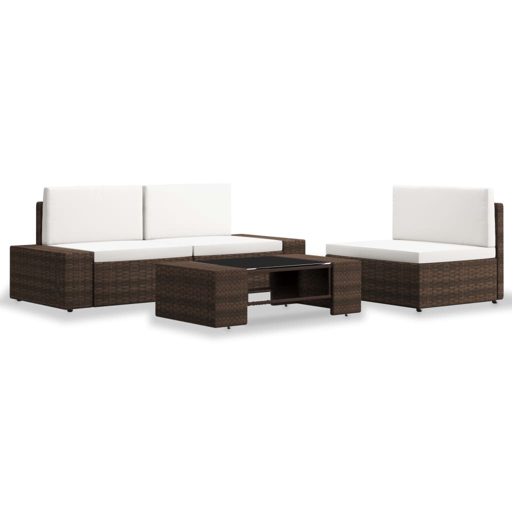 vidaXL Set mobilier de grădină, 4 piese, maro, poliratan vidaXL Set mobilier de grădină, 4 piese, maro, poliratan