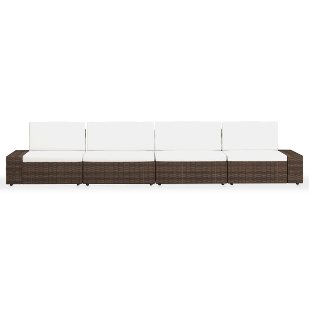 vidaXL Set mobilier de grădină, 4 piese, maro, poliratan