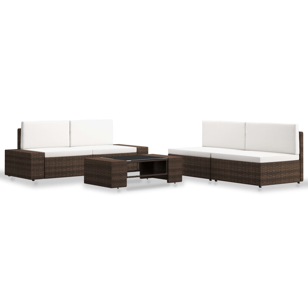 vidaXL Set mobilier de grădină, 5 piese, maro, poliratan vidaXL Set mobilier de grădină, 5 piese, maro, poliratan