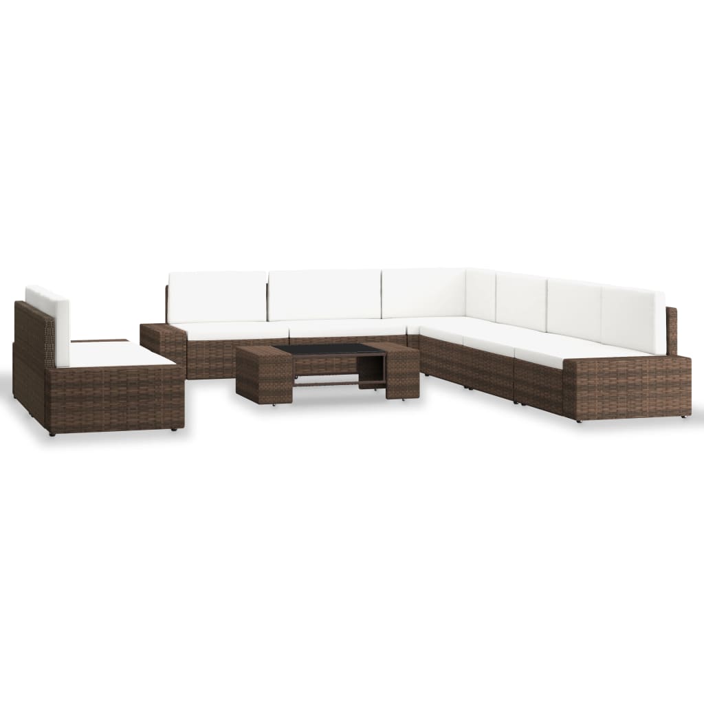 vidaXL Set mobilier de grădină, 9 piese, maro, poliratan vidaXL Set mobilier de grădină, 9 piese, maro, poliratan