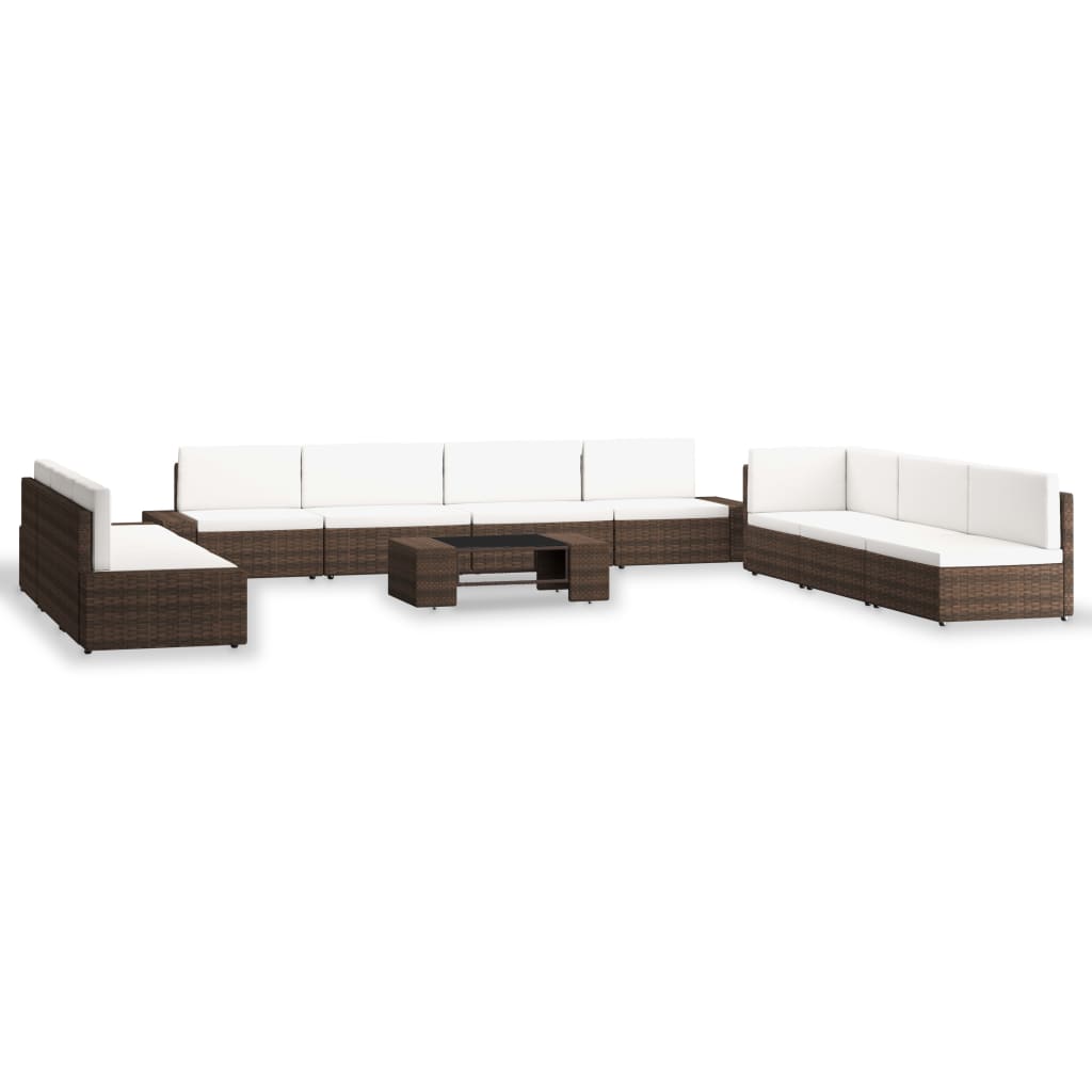 vidaXL Set mobilier de grădină, 10 piese, maro, poliratan vidaXL Set mobilier de grădină, 10 piese, maro, poliratan