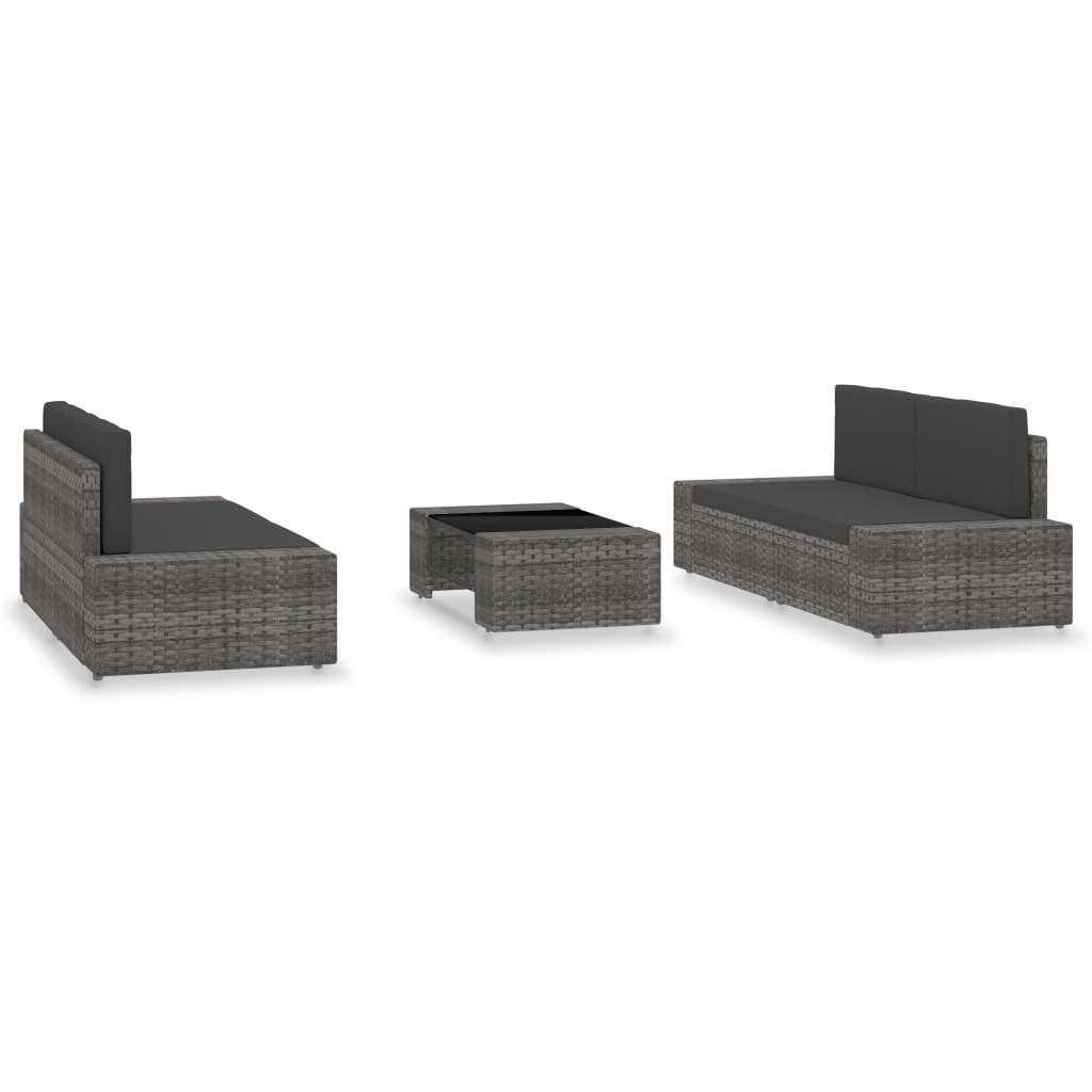 vidaXL Set mobilier de grădină, 5 piese, gri, poliratan vidaXL Set mobilier de grădină, 5 piese, gri, poliratan
