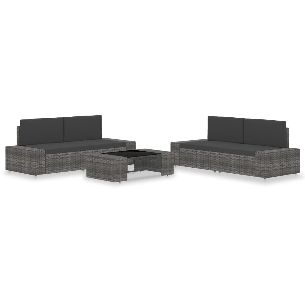 vidaXL Set mobilier de grădină, 5 piese, gri, poliratan vidaXL Set mobilier de grădină, 5 piese, gri, poliratan