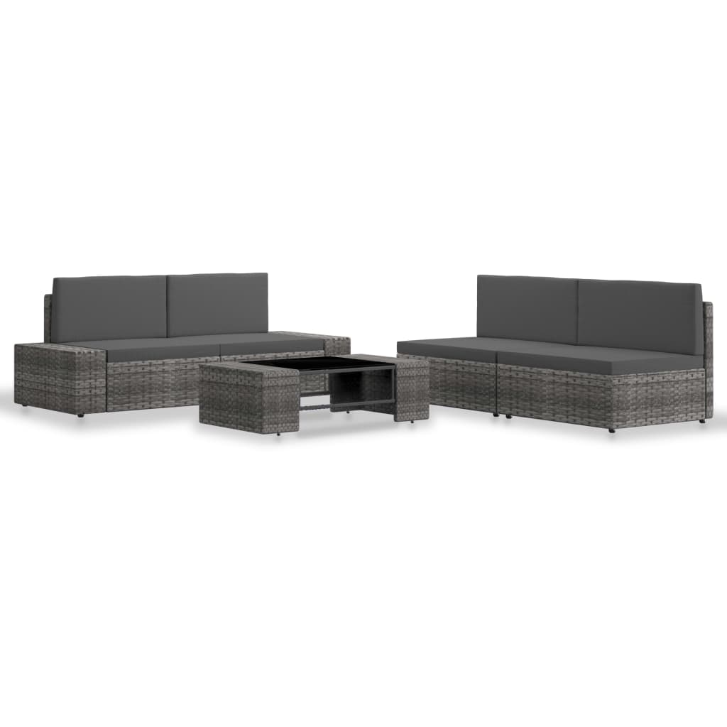 vidaXL Set mobilier de grădină, 5 piese, gri, poliratan vidaXL Set mobilier de grădină, 5 piese, gri, poliratan