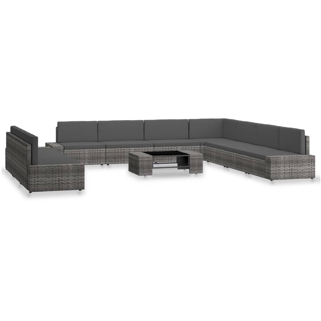 vidaXL Set mobilier de grădină, 10 piese, gri, poliratan vidaXL Set mobilier de grădină, 10 piese, gri, poliratan
