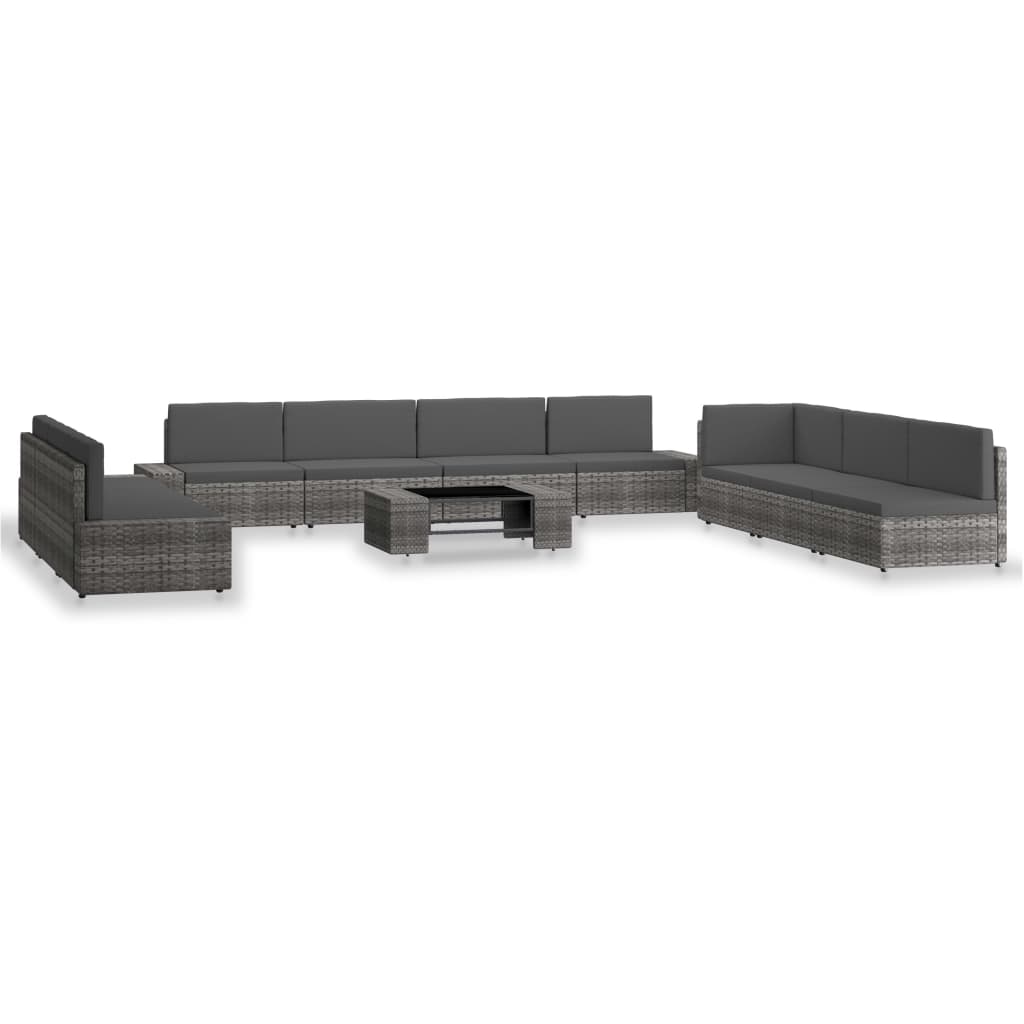 vidaXL Set mobilier de grădină, 10 piese, gri, poliratan vidaXL Set mobilier de grădină, 10 piese, gri, poliratan