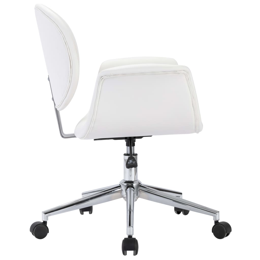 vidaXL Scaun de birou rotativ, alb, piele ecologică vidaXL Scaun de birou rotativ, alb, piele ecologică