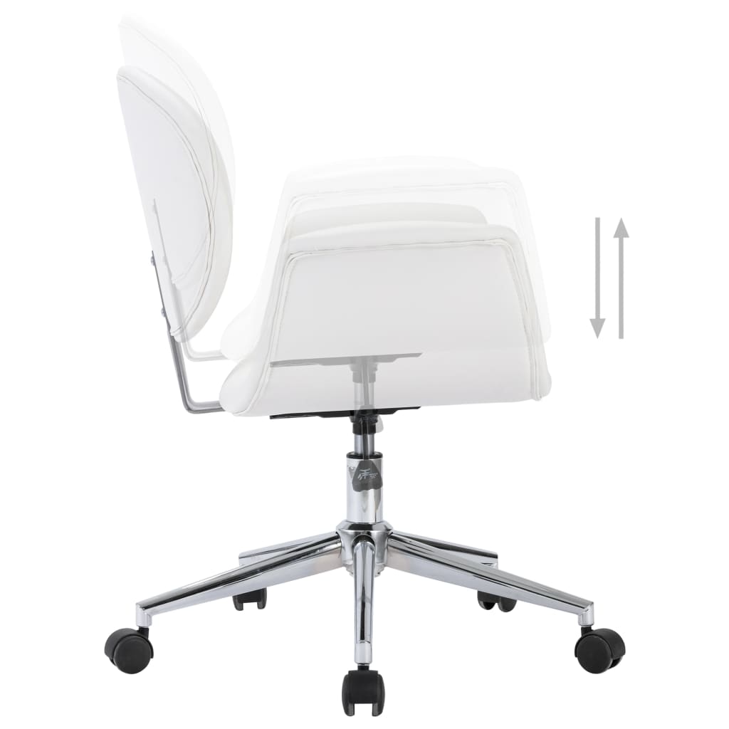 vidaXL Scaun de birou rotativ, alb, piele ecologică vidaXL Scaun de birou rotativ, alb, piele ecologică