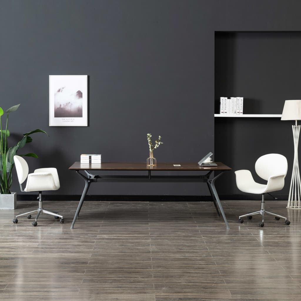 vidaXL Scaun de birou rotativ, alb, piele ecologică vidaXL Scaun de birou rotativ, alb, piele ecologică