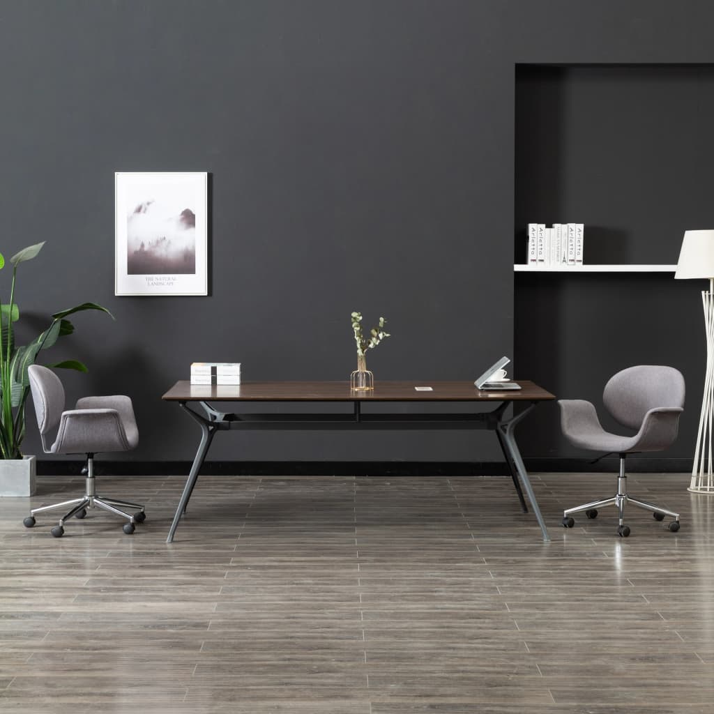 vidaXL Scaun de birou pivotant, gri, material textil vidaXL Scaun de birou pivotant, gri, material textil