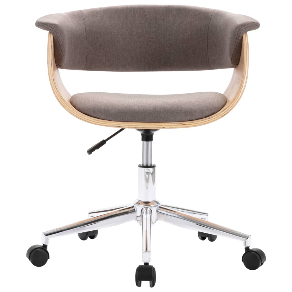 vidaXL Scaun de birou pivotant, gri taupe, lemn curbat și textil vidaXL Scaun de birou pivotant, gri taupe, lemn curbat și textil