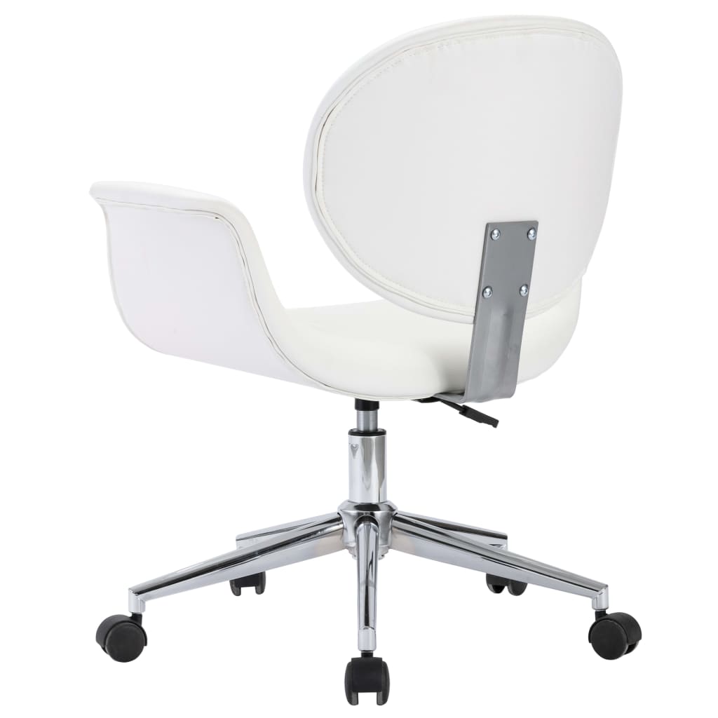 vidaXL Scaune de bucătărie pivotante, 2 buc., alb, piele artificială