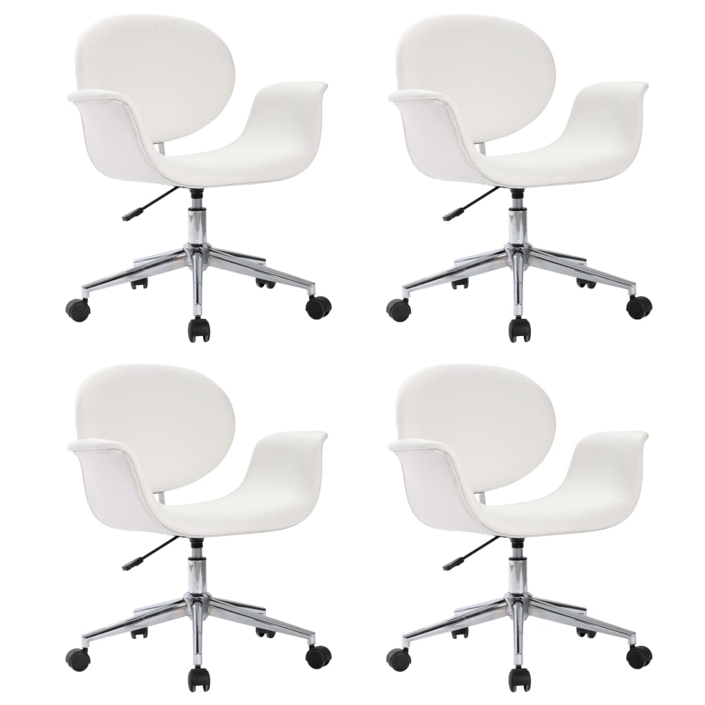 vidaXL Scaune de masă pivotante, 4 buc., alb, piele ecologică vidaXL Scaune de masă pivotante, 4 buc., alb, piele ecologică
