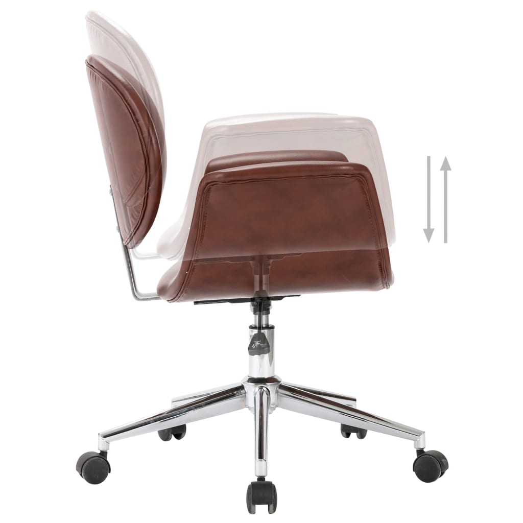 vidaXL Scaune de masă pivotante, 4 buc., maro, piele ecologică
