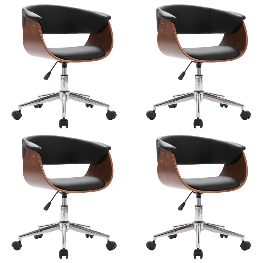 vidaXL Scaune de bucătărie pivotante, 4 buc., negru, piele ecologică