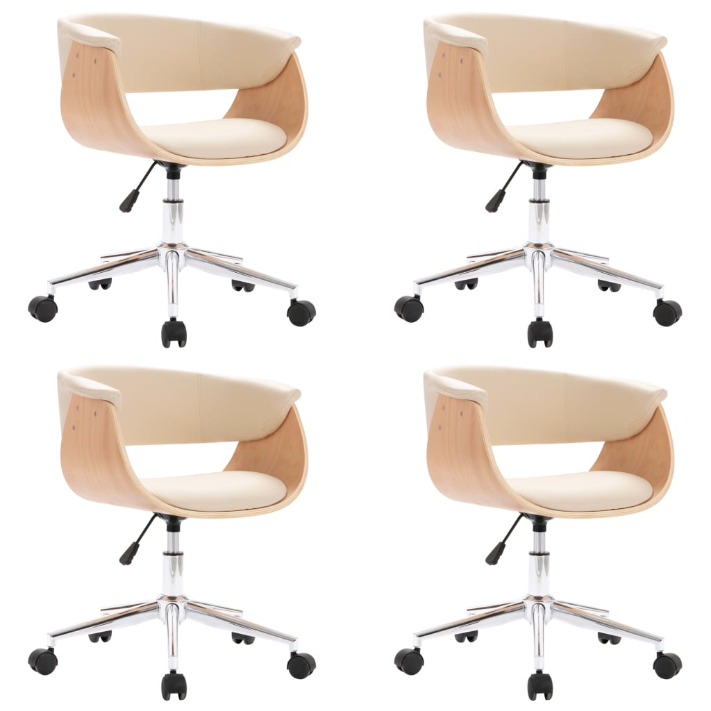 vidaXL Scaune de sufragerie pivotante 4 buc. crem piele artificială