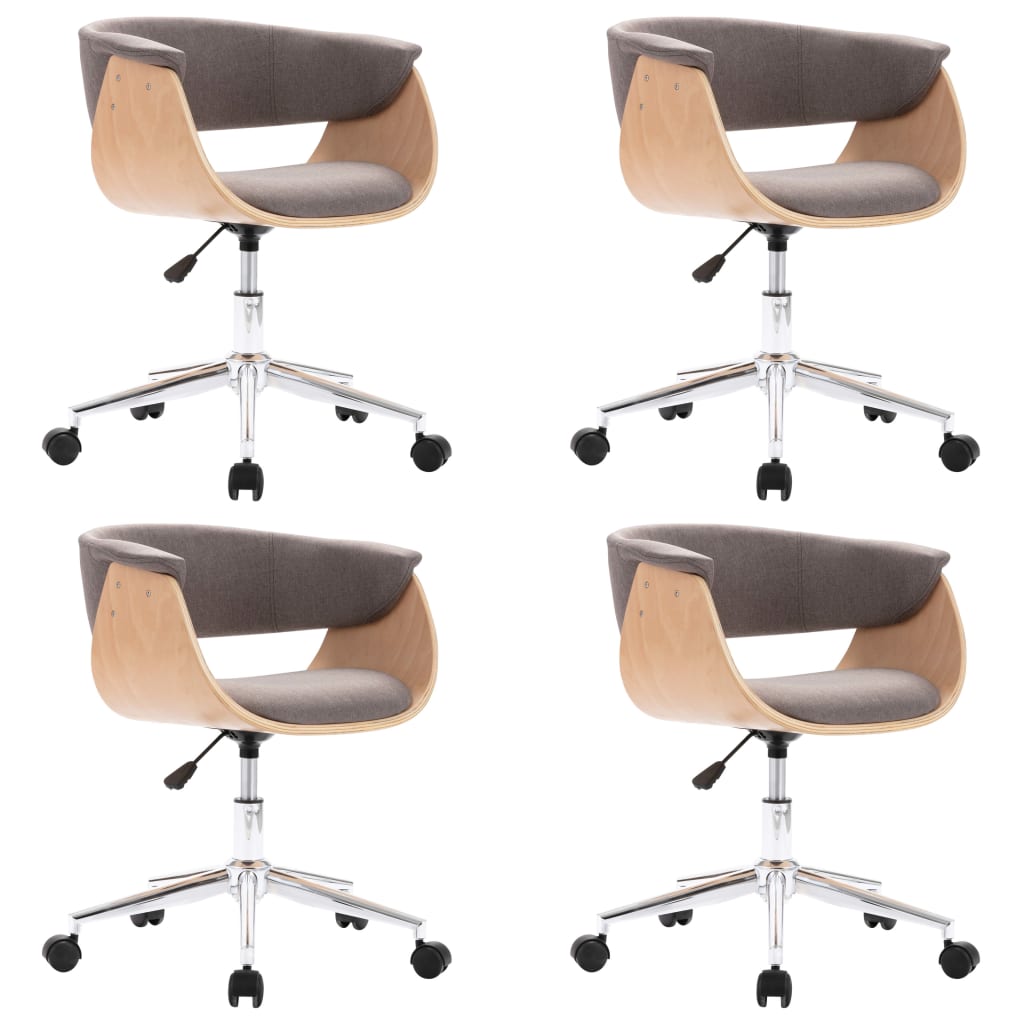 vidaXL Scaune de bucătărie pivotante, 4 buc., gri taupe, textil vidaXL Scaune de bucătărie pivotante, 4 buc., gri taupe, textil