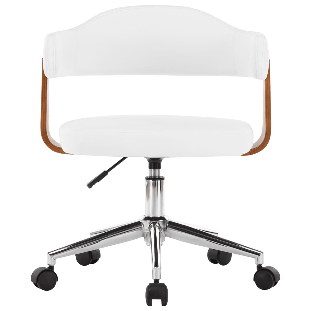 vidaXL Scaune pivotante, 2 buc. alb, lemn curbat & piele ecologică