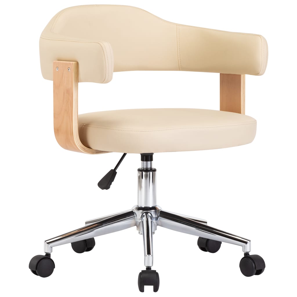 vidaXL Scaune de bucătărie pivotante, 2 buc., crem, piele artificială