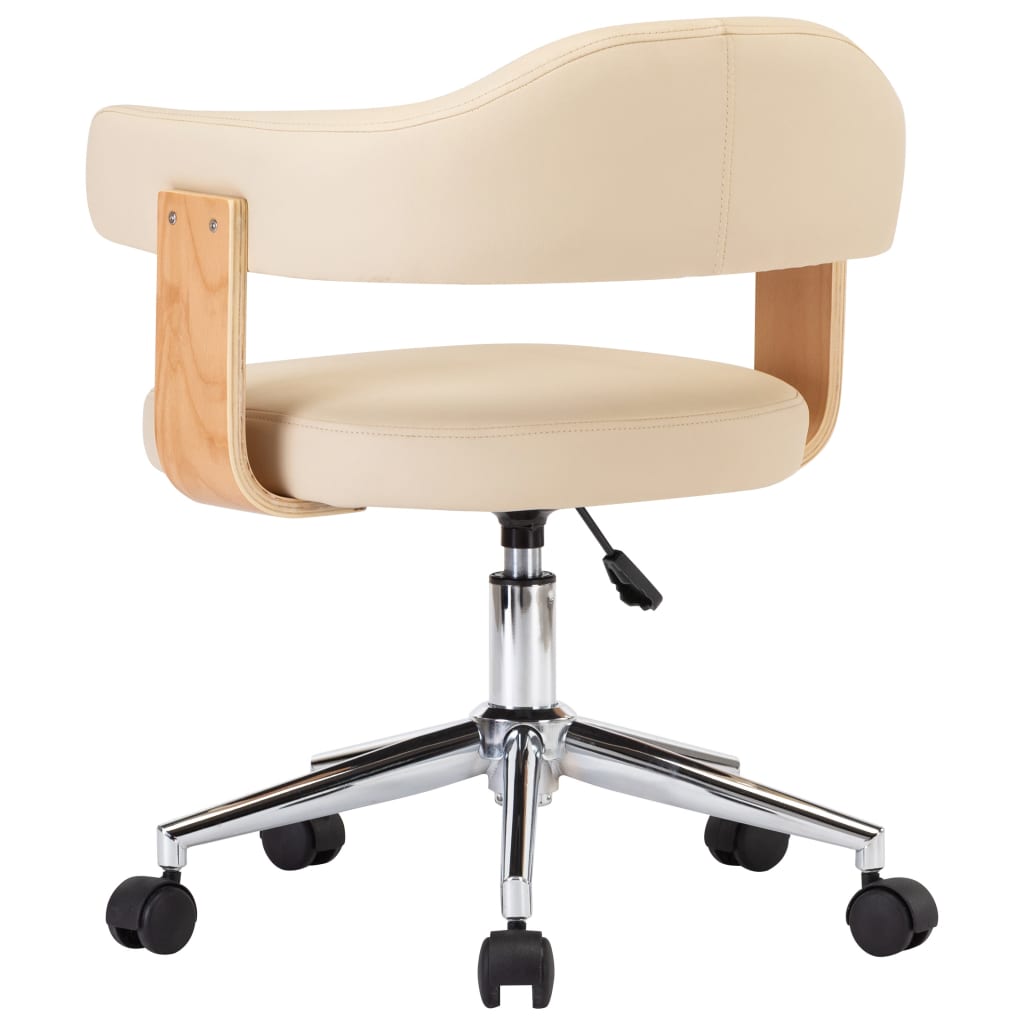vidaXL Scaune de bucătărie pivotante, 2 buc., crem, piele artificială