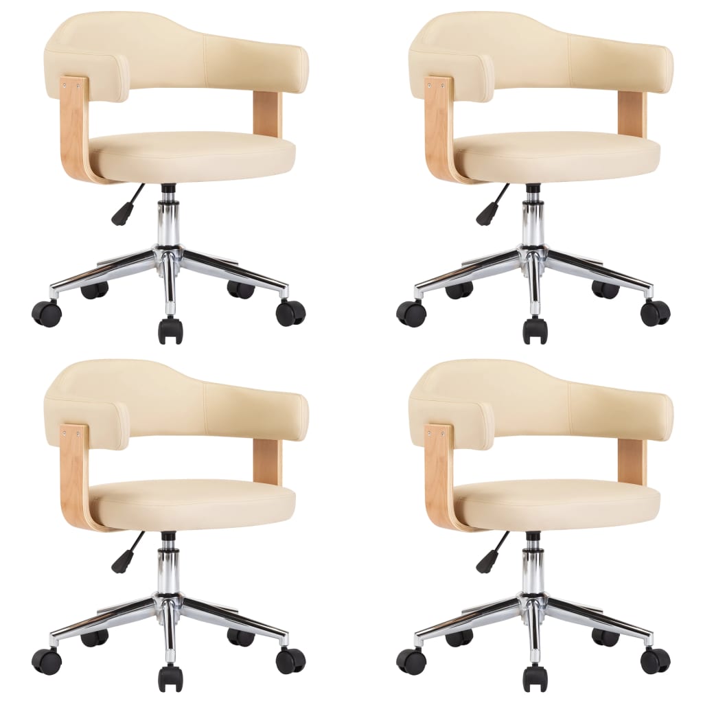 vidaXL Scaune de sufragerie pivotante 4 buc. crem piele artificială vidaXL Scaune de sufragerie pivotante 4 buc. crem piele artificială